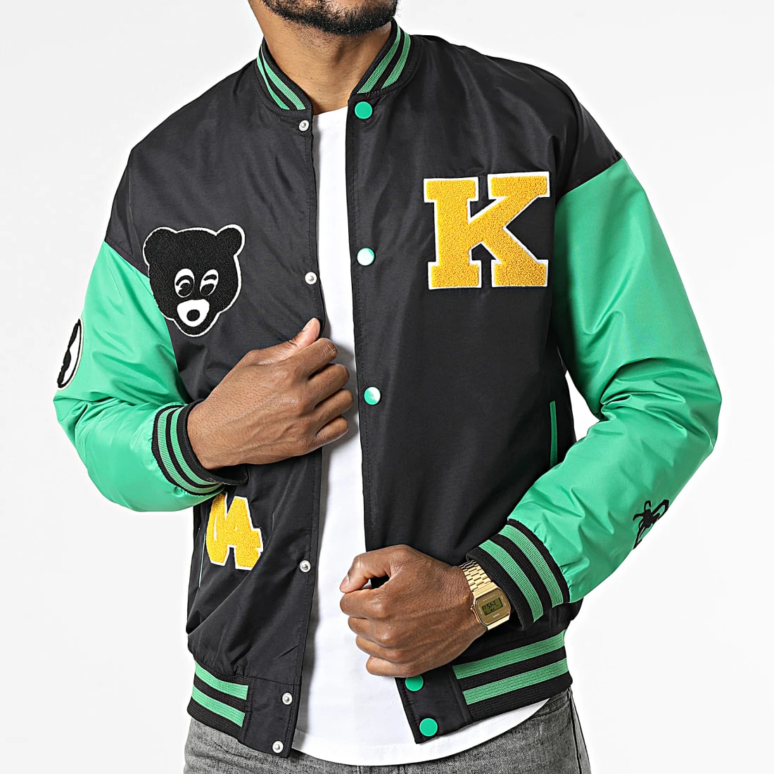 Nouveau ✔️ Veste Teddy LL2019 Noir Vert de Ikao ✔️ 6 Nouveau ✔️ Veste Teddy LL2019 Noir Vert de Ikao ✔️ – Image 4