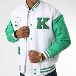 Meilleure affaire 💯 Veste Teddy LL2019-K Vert Blanc de Ikao 🛒
