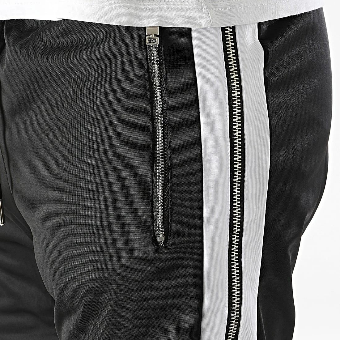 Meilleure vente 🌟 Pantalon Jogging A Bandes LL725 Noir Blanc de Ikao 😀 4 Meilleure vente 🌟 Pantalon Jogging A Bandes LL725 Noir Blanc de Ikao 😀 – Image 2