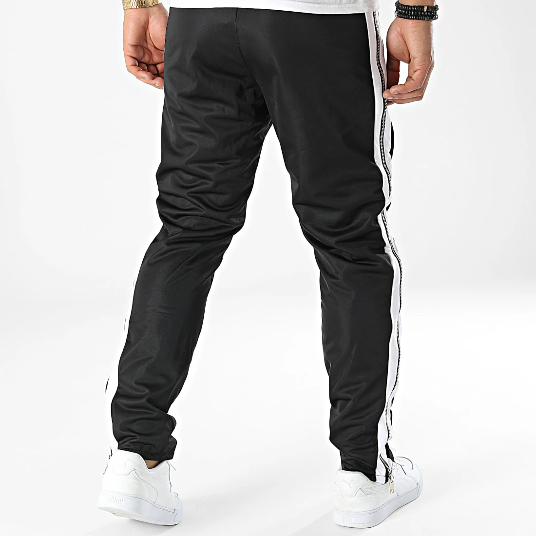 Meilleure vente 🌟 Pantalon Jogging A Bandes LL725 Noir Blanc de Ikao 😀 6 Meilleure vente 🌟 Pantalon Jogging A Bandes LL725 Noir Blanc de Ikao 😀 – Image 4