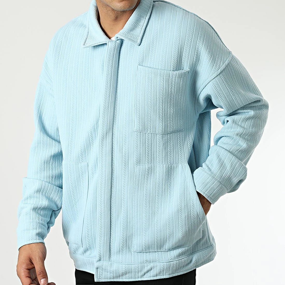 Meilleure affaire 🔥 Surchemise Manches Longues LL726 Bleu Clair de Ikao 🔥 5 Meilleure affaire 🔥 Surchemise Manches Longues LL726 Bleu Clair de Ikao 🔥 – Image 3