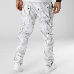 Remise 🎉 Pantalon Cargo LL724 Blanc Gris Clair de Ikao ❤️ -Ikao Soldes Boutique ikao 341972 LL724 WHITE GREY 20221017T144438 04