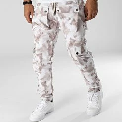 Nouveau 🧨 Pantalon Cargo LL724 Blanc Beige de Ikao ❤️