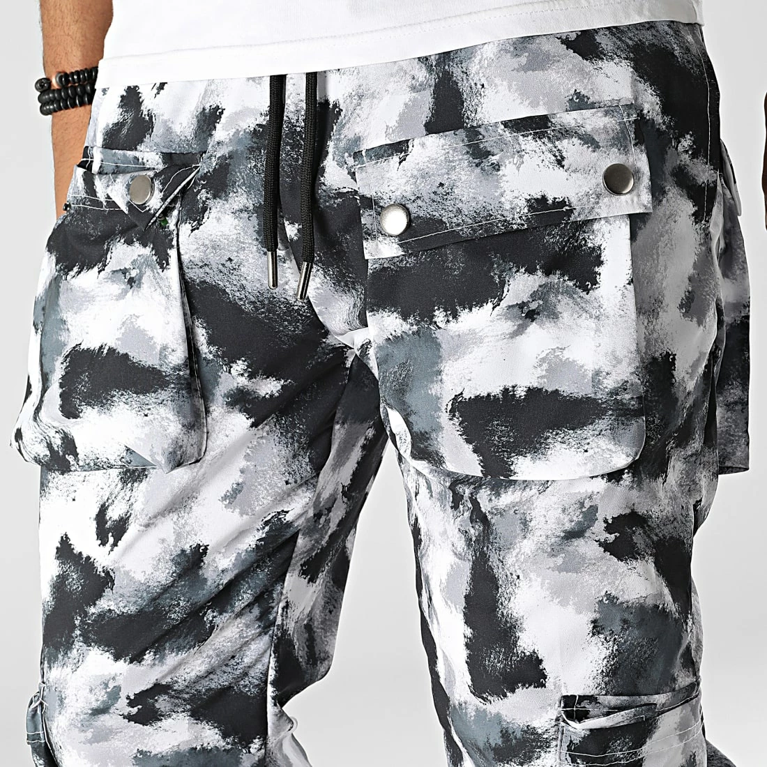 Sortie ❤️ Pantalon Cargo LL724 Blanc Gris de Ikao 🥰 4 Sortie ❤️ Pantalon Cargo LL724 Blanc Gris de Ikao 🥰 – Image 2