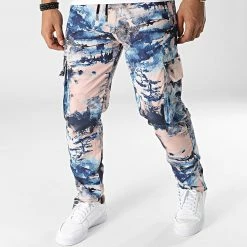 De gros 🎉 Pantalon Cargo LL723 Saumon Bleu Marine de Ikao 🛒
