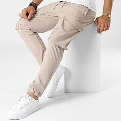 Vente flash 🎉 Pantalon Cargo LL649 Beige de Ikao 👏 -Ikao Soldes Boutique ikao 341997 LL649 K BEIGE 20221017T152427 03
