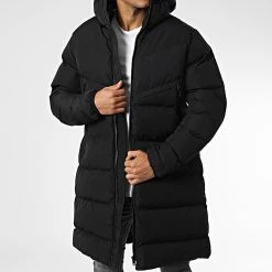 Promo ❤️ Doudoune Longue A Capuche LL2019-07 Noir de Ikao ✔️