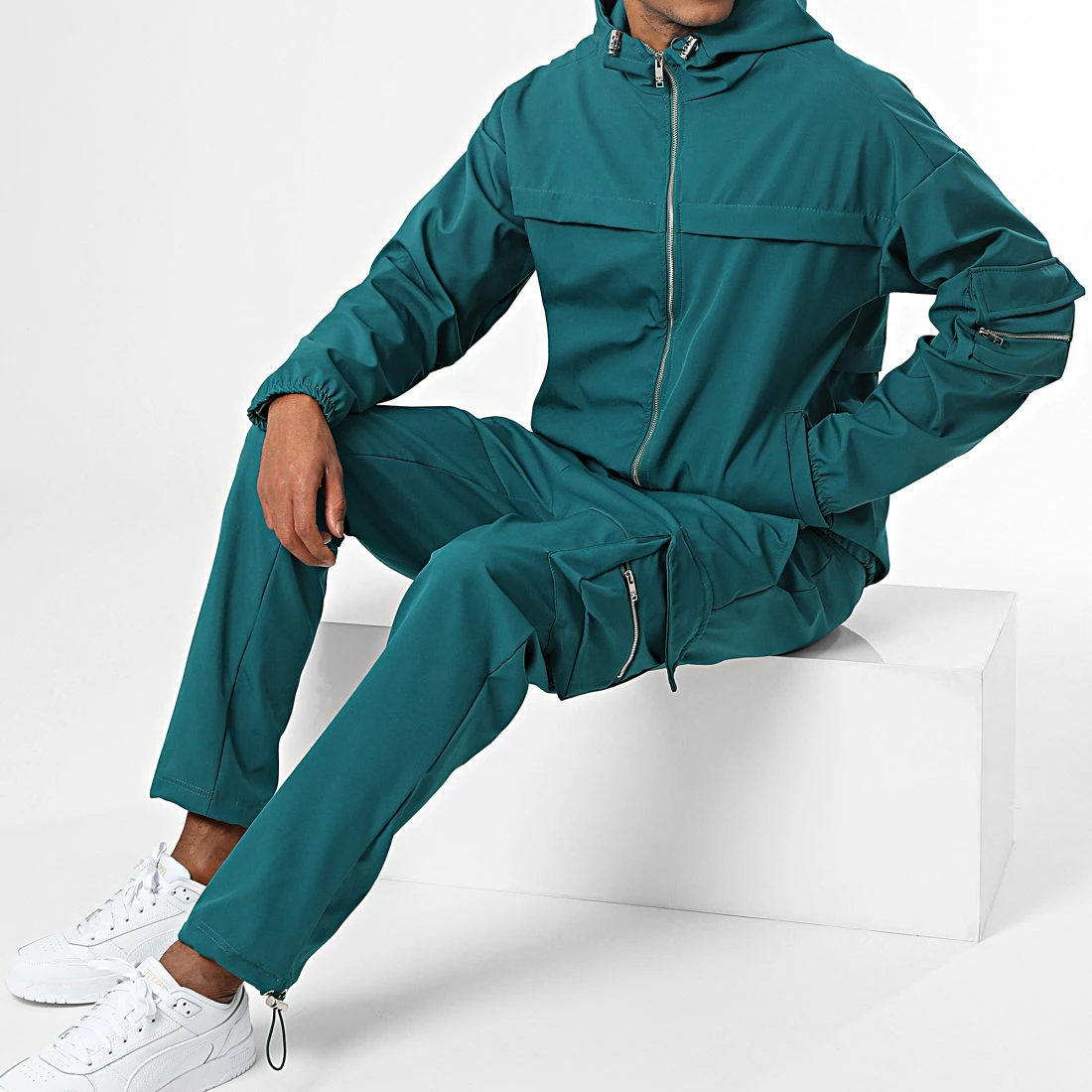 Remise ⭐ Ensemble Sweat Zippé Capuche Et Pantalon Cargo LL715 Vert de Ikao 🛒 3 Remise ⭐ Ensemble Sweat Zippé Capuche Et Pantalon Cargo LL715 Vert de Ikao 🛒