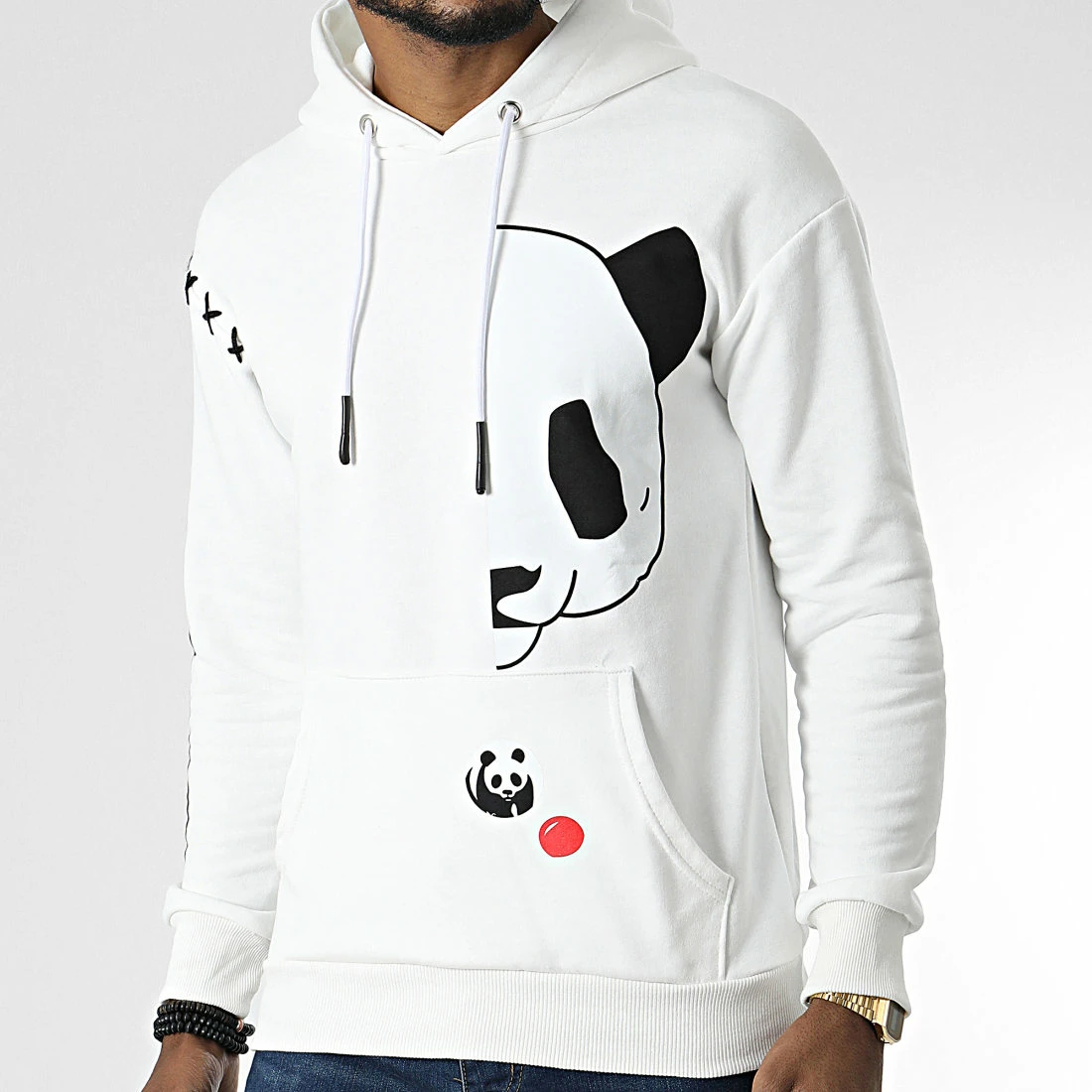 Bon marché 👍 Sweat Capuche LL533 Blanc de Ikao 🔔 5 Bon marché 👍 Sweat Capuche LL533 Blanc de Ikao 🔔 – Image 3