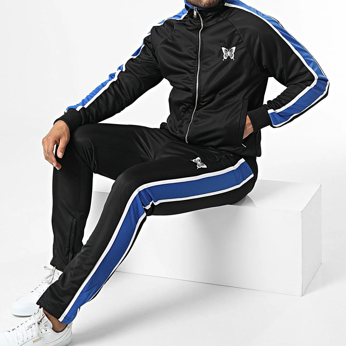 Bon marché 🤩 Ensemble De Survetement A Bandes LL722 Noir de Ikao 👍 3 Bon marché 🤩 Ensemble De Survetement A Bandes LL722 Noir de Ikao 👍