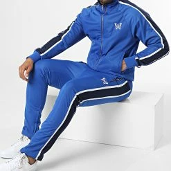 Offres 💯 Ensemble De Survetement A Bandes LL722 Bleu de Ikao ✔️