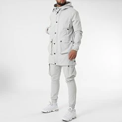 Acheter 👍 Ensemble Veste Zippée Capuche Et Pantalon Jogging LL559 Gris Clair de Ikao 💯
